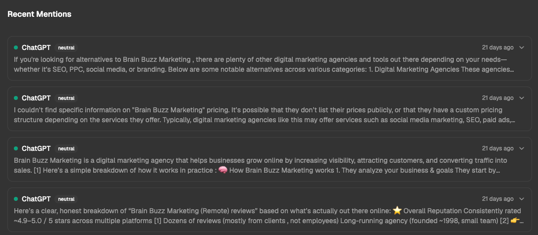 SEO Rocket AI Visibility screen